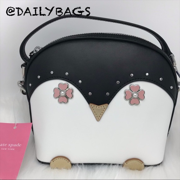 KATE SPADE PENGUIN CROSSBODY BLACK FROSTY PASSPORT - Picture 8 of 8